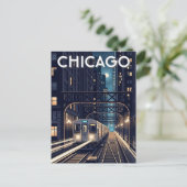 L Train Chicago Illinois Travel Briefkaart (Staand voorkant)