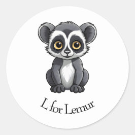 L voor Lemur Ronde Sticker