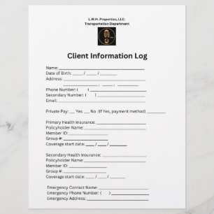 L.W.H. Properties, LLC. Logboek client-info Flyer