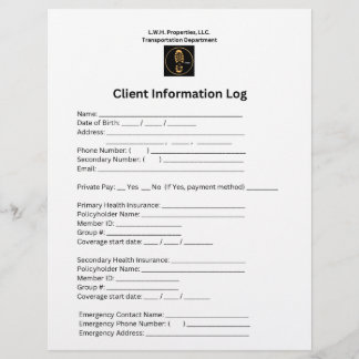 L.W.H. Properties, LLC. Logboek client-info Flyer