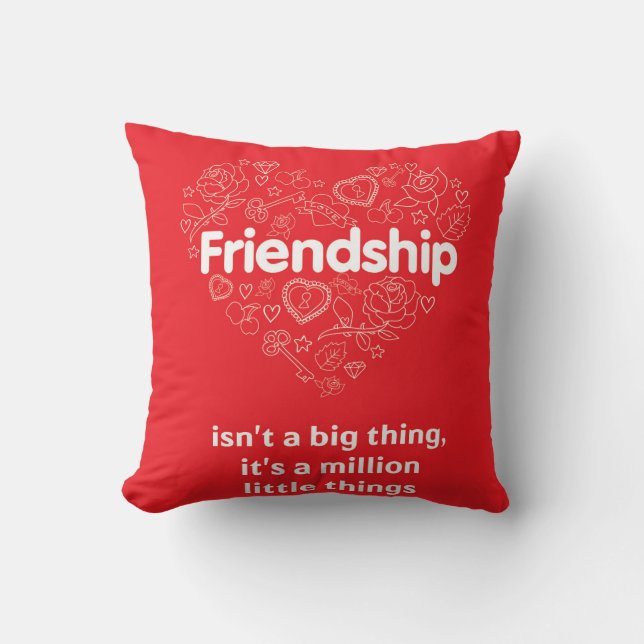 La "amitié est de coussin rouge de citation (Recto)
