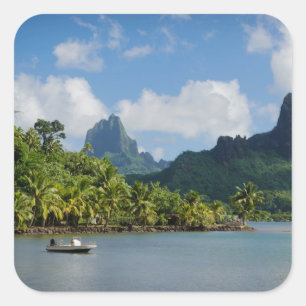 La baie du cuisinier, autocollant carré de Moorea