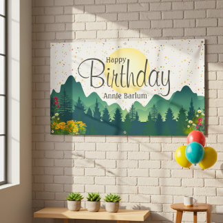 La banderole d'anniversaire "Mountain Escape"