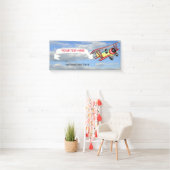 La bannière de remorquage de biplan en ciel bleu (En situation)