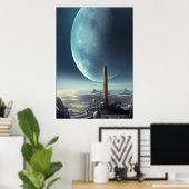 La base d'un monde alien | AI Art Poster (Bureau à domicile)