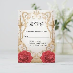 La beauté et la bête douce 16 carte RSVP