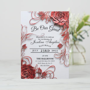 La beauté et la bête douce 16 Invitations Roses
