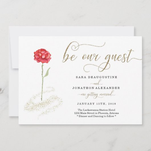 La beauté et la Faire-part de mariage de la bête (Devant)