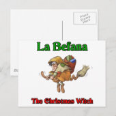 La Befana de Heks van Kerstmis. Feestdagenkaart (Voorkant / Achterkant)