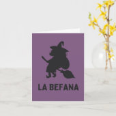 La Befana (Driekoningen) Italiaanse Kerstheks  Kaart (Gele Bloem)