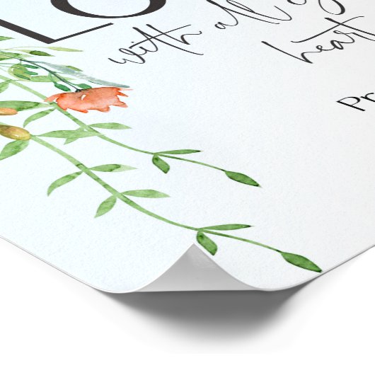 La Bible verse Proverbes Écriture florale affiche (Coin)