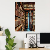 La bibliothèque | AI Art Poster (Bureau à domicile)