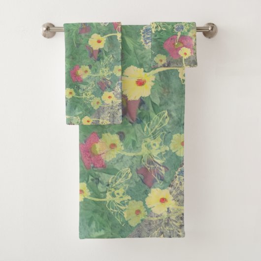 La Boca Floral Print Bathroom Towels Bad Handdoek (Insitu)