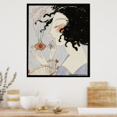 LA BOHEME, DAME AVEC BOUTEILLE DE PARFUME ART DÉCO (Cuisine)