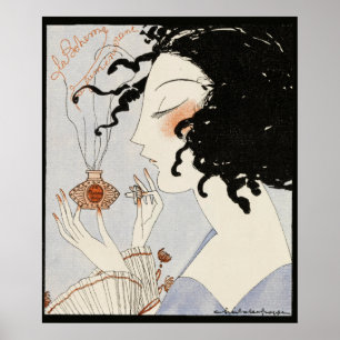 LA BOHEME, DAME MET PARFUMFLACON ART DECO SCHOONHE POSTER