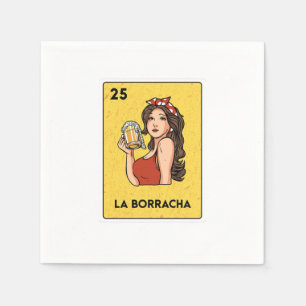 La Borracha Mexican Lottery Bingo Card Player Servet