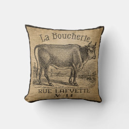La Boucherie French Cow Burlap  Kussen