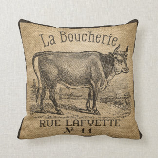 La Boucherie French Cow Burlap Kussen