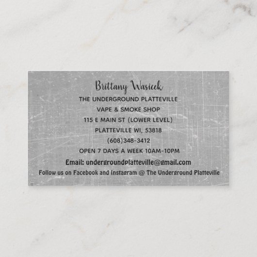 La cage grise Carte de visite souterraine (Dos)