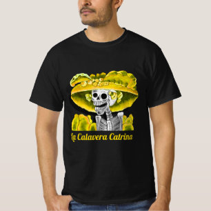 La Calavera Catrina in Gele Bonnet T-shirt