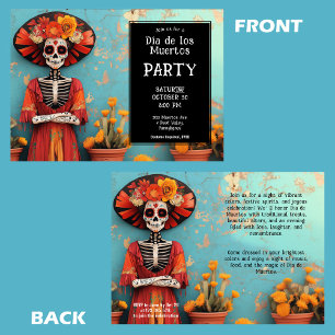 💀 La Calavera in pet met bloemen Kaart