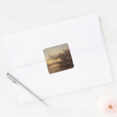 La Camargue, Coucher de Soleil – Félix Ziem Vierkante Sticker (Envelop)