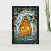 La carte artistique Halloween du fantôme et de la  (Devant)