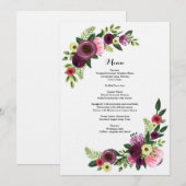 La carte Bourgogne floral de menu de dîner de (Devant / Derrière)