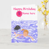 La carte d'anniversaire de fille de nageur (Fleur jaune)