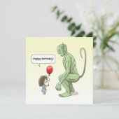 La carte d'anniversaire de la fille et du gobelin (Debout devant)