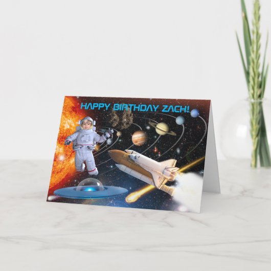 La carte d'anniversaire de l'astronaute hors du mo (Devant)