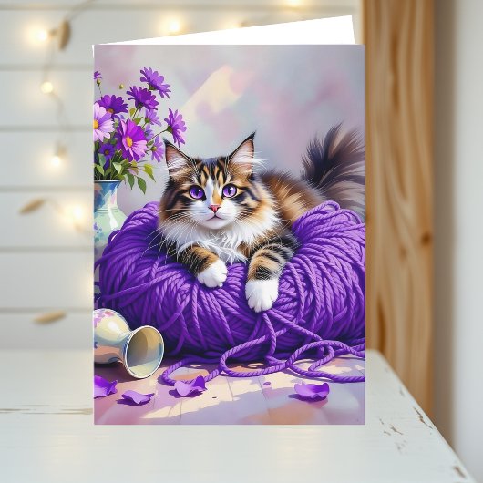 La carte d'anniversaire sur le thème des chats la