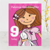 La carte de 9e anniversaire de la petite fille ros (Fleur jaune)