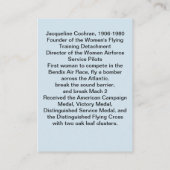 La carte de collection de Jacqueline Cochran de (Dos)