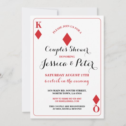 La carte de jeu couple l'invitation du Roi Queen (Devant)