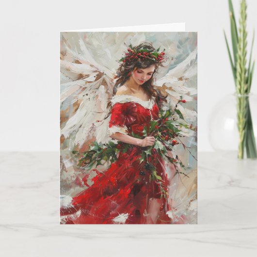La carte de l'ange de Noël écarlate (Devant)