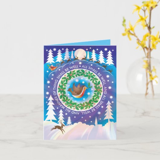 La carte de Noël avec la citation "Tout ira bien". (Fleur jaune)