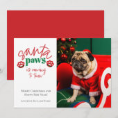La carte de Noël pour animaux « Santa Paws arrive (Devant / Derrière)