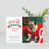 La carte de Noël pour animaux « Santa Paws arrive (Debout devant)
