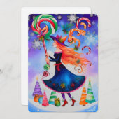 La carte de Noël sorcière 4 Design (Devant / Derrière)