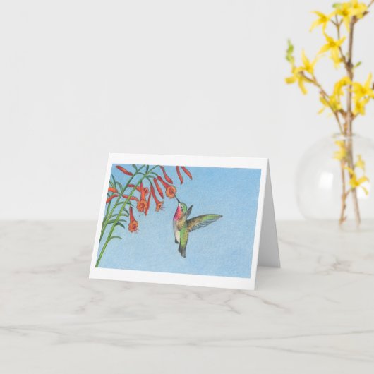 La carte de note de colibri (Fleur jaune)