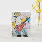 La carte de note en pastel de joueur de guitare (Fleur jaune)