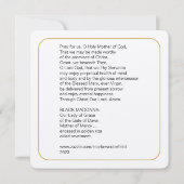 LA CARTE DE PRIÈRE CATHOLIQUE NOIRE MADONNA (Dos)