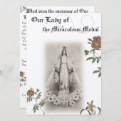 La carte de prière de la Médaille Miraculeuse (Devant / Derrière)