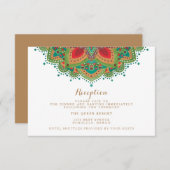 La Carte De Réception De Mariage De Mandala Vert (Devant / Derrière)