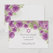 La Carte de remerciements de la sympathie de David (Devant / Derrière)