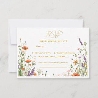 La carte de réponse de mariage floral de prairie f