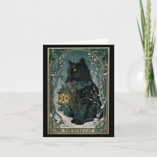La carte de tarot de Noël du chat de Yule (Devant)