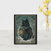La carte de tarot de Noël du chat de Yule (Fleur jaune)