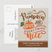 La carte de Thanksgiving Citrouille Spice & Everyt (Devant / Derrière)